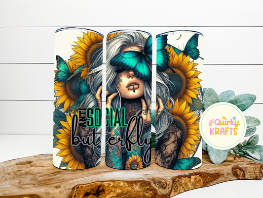 Anti social butterfly teal
